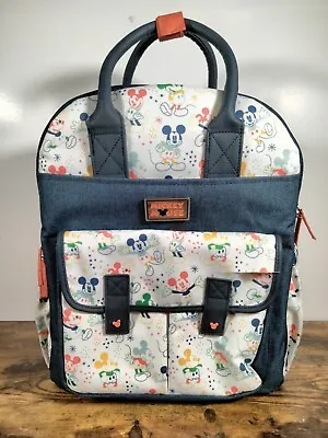 Disney Baby Blue & White Mickey Mouse Multi Pc Diaper Bag Backpack W/14 Pockets • $20