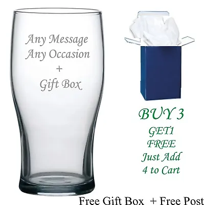 Personalised Pint Lager Beer Glass 18th 40th 30th Birthday Gift Free Gift Box  • £8.99