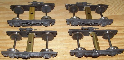 $30 • Buy O Scale 41-N PASSENGER CAR TRUCKS 2 PAIR Unknown NWSL Wheels Brass Bolsters NOB