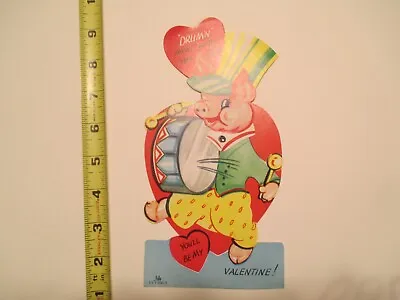 Vintage Valentine Pig Drum N Away Until You Say Mechanical A125 • $5.99