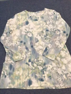 Pure Jill J Jill Pima Cotton Tunic Top Watercolor Side Pockets Large • $6