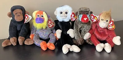 Ty Beanie Baby Lot Of 5 Monkeys-Schweetheart Cheeks Bongo Mooch Bananas 8 W/Tags • $25