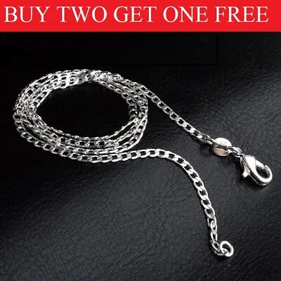 Genuine 925sterling Silver Curbchain Necklace Lobster Clasp For Gift All Size Uk • £3.08