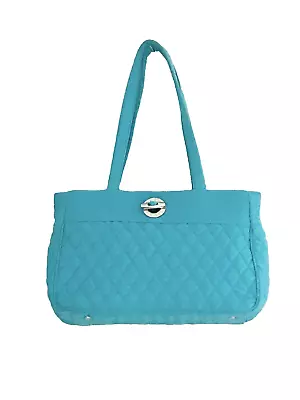 Vera Bradley Turquoise Quilted Purse Shoulder Handbag Silver Toggle Retired • $23.75