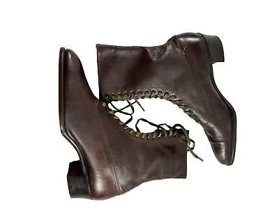 Antique Victorian Lace Up Peters Weatherbird Diamond Brand Brown Ankle Boots • $290.55