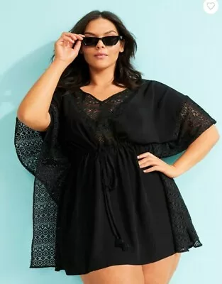 Sara Black Tassel Lace Kaftan Cover-up Plus Size 4X • $20