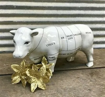 Model Cow Diagram Beef Figurine Decor Porcelain Butcher Shop Decor Meat Cuts • $90