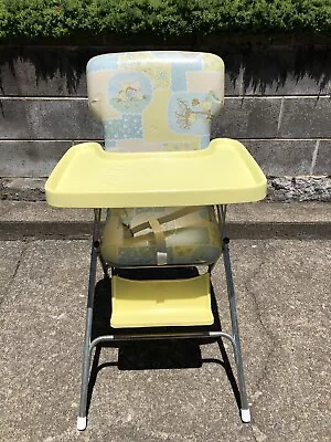 Vintage Teddy Tot Chrome Metal Vinyl High Chair Foldable Collapsible 1980s • $120.25