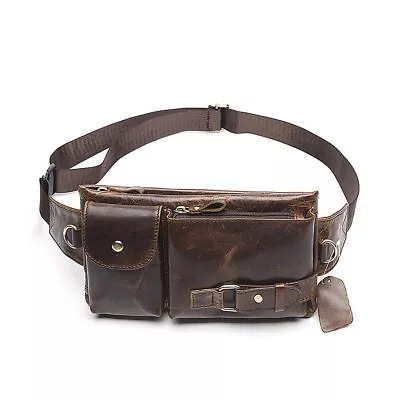 Mens Leather Fanny Pack Waist Bags Vintage Utility Belt Bag Crossbody Hip Pu • $41.38