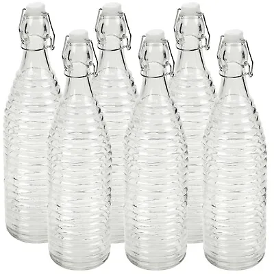 £7.99 • Buy 1 3 6x 1L Water Oil Glass Glass Swing Lid Bottle Reusable Drink Storage Decor