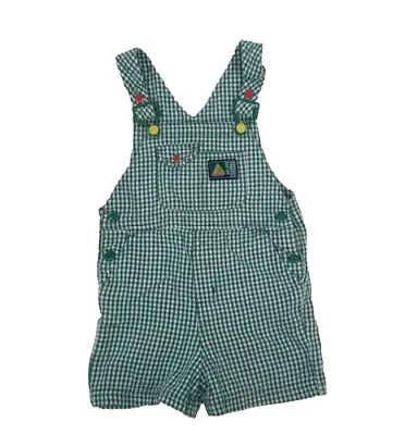 Vintage McKids Bib Overall Shorts Toddler Kids Size 3 Checked Coastal 1994 • $19.98