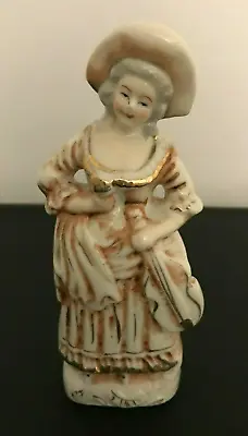 Vintage Victorian Woman In Long Peach Gown Holding Violin Porcelain Figurine • $14.99