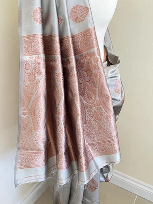 £20 • Buy Indian Banarasi Mix Saree Pakistani Wedding Party Formal Rose Gold Bridal Sari