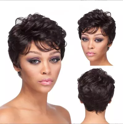 Ladies Wig African Small Curl Short Hair  Black • $13