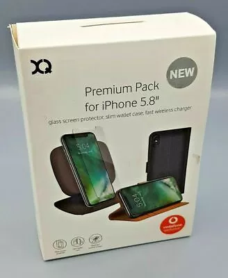 XQ Premium Pack IPhone XS 5.8” Fast Wireless Charger Slim Wallet Glass  • £3.25