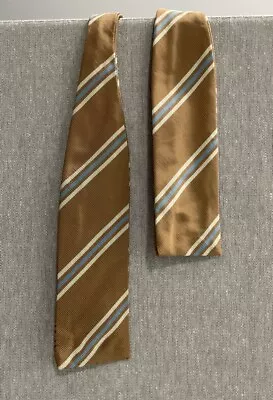 Rare Brooks Brothers Light Brown Striped Self Tie Adjustable Bow Tie Silk NEW • $24.99