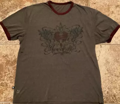 Vintage Y2k Marc Ecko Graphic Ringer T-shirt ( Mens 2xl ) Gray Maroon • $16.15