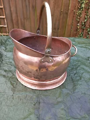 Antique  Copper Coal/Log Scuttle Bucket With Brass Swing Handle .Circa1910s • £65