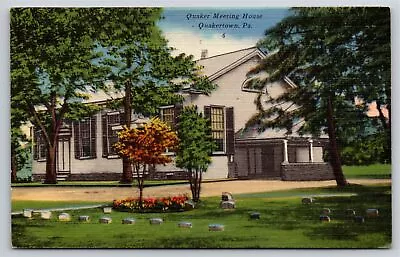 Quakertown Pennsylvania~Quaker Meeting House~Vintage Linen Postcard • $3.70