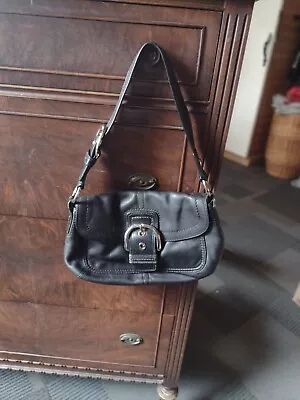 Vintage Coach Soho Hobo Shoulder Bag Leather Black Buckle Accent  • $45
