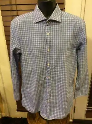 Boss Hugo Boss Sharp Fit Button Dress Shirt 16.5 32/33 (XL) Blue White Check L/S • $19.88