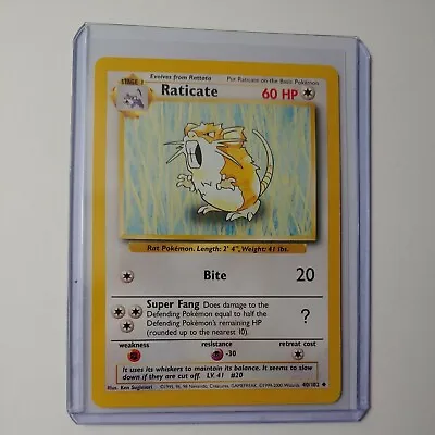 4th Print Base Set Raticate Pokemon Card 40/102 Uncommon NM Near Mint • $19.75