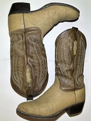 RARE  Lucchese 2000 Elephant Taupe Light Tan Western Cowboy Boots Mens 9D • $180