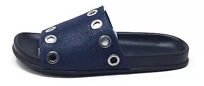 Very Volatile Womens Lenny Comfort Slide Flat Sandals Blue Silver Size 6 M US • $23.99