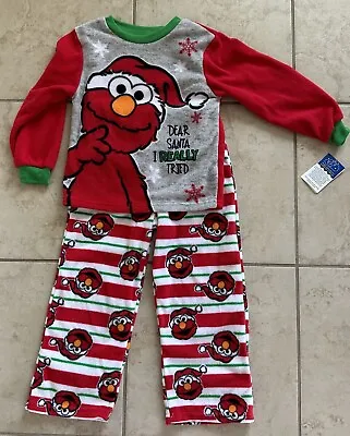 Sesame Street Elmo Dear Santa I Really Tried Christmas Pajamas. NWT 5T Boy Girl. • $22.50