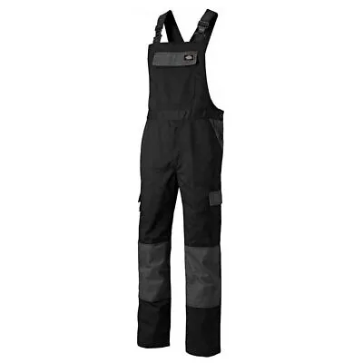 £19.99 • Buy Dickies Everyday Bib & Brace Work Trousers Black Grey Mens Work Dungarees ED24