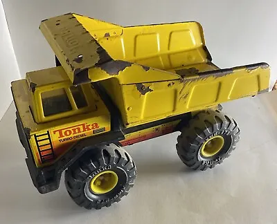 Tonka Mighty Vintage XMB-975 Loader Metal Dump Truck Yellow Turbo Diesel • $34.99
