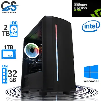 Gaming PC Desktop I7 I5 I3 1TB SSD + 2TB HD 32GB RAM NVIDIA RTX 4060 Win 10 WiFi • £184.99