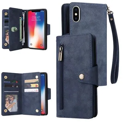 Willow Buckle Zipper Wallet Phone Purse Case With Straps For Iphone-Blue • $25.95