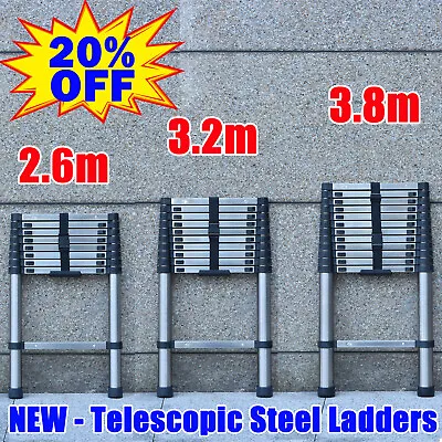 £69.50 • Buy Telescopic Ladder Multi-Purpose Extendable Step Lader Stainless Steel Heavy Duty
