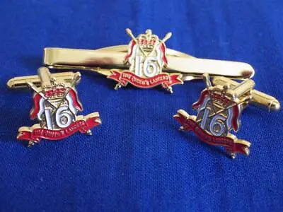 16th / 5th QUEEN'S ROYAL LANCERS CUFF LINK AND TIE GRIP / CLIP GIFT SET • £24.54