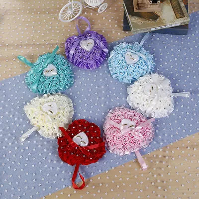 £6.90 • Buy Uk_ Ey_ Am_ Favor Heart Shaped Wedding Ring Box Ring Bearer Pillow Cushion Gift 