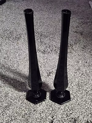 Pair Of Vintage Black Glass Bud Vase 11-1/2  Tall Art Glass • $25