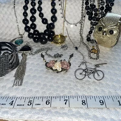 Lot Of 14 Retro Gothic Celestial Macabre Black Beaded Bike Owl • $24