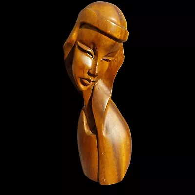 Native Philipines Monkey Pod Wood 12” Carving Woman Sculpture Mid Century Modern • $19.95