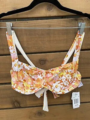 L*SPACE WHAT IN CARNATION 'CAMELLIA' UNDERWIRE DEMI BIKINI TOP Large D Cup NWT • $49