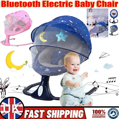 Bluetooth Electric Baby Chair Swing Infant Cradle Bouncer Rocker Music W/ Remote • £66.49