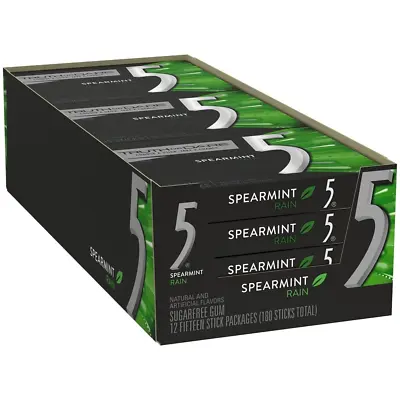 Wrigley'S 5 Gum Spearmint Rain (15 Count 12 Pack) • $38