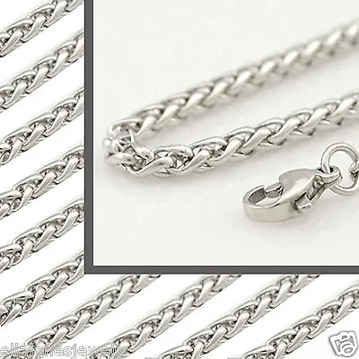 £4.99 • Buy 3mm Stainless Steel Silver Spiga Mens Chain - Womens Necklace Sizes 16  - 30 