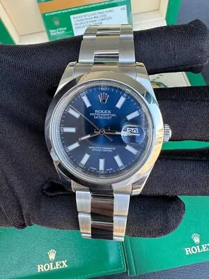 Rolex Datejust II 116300 41mm Blue Index Dial Oyster Stainless Steel Watch B&P • $8950