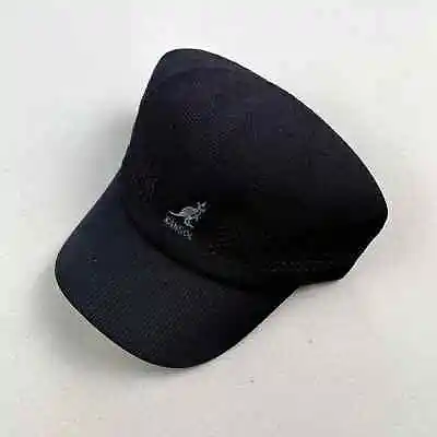 Vintage Kangol Hat Fitted Small Black Ventair Space Cap Newsboy Beret Hip Hop • $17.99