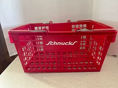 Schnucks Market Red Plastic Shopping Basket W/plastic Coated Metal Carry Handles • $28