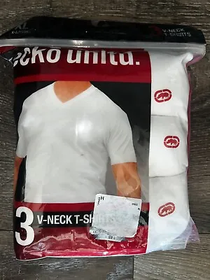 Ecko  Unltd. ~ Men's 3-Pack T-Shirts V-Neck Undershirts White Cotton Blend ~ XL • $24.91