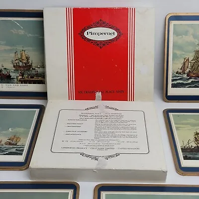 Pimpernel Sailing Ships Tall Boat Vintage Boxed Corked 6 Place Mat Set England • $25.99