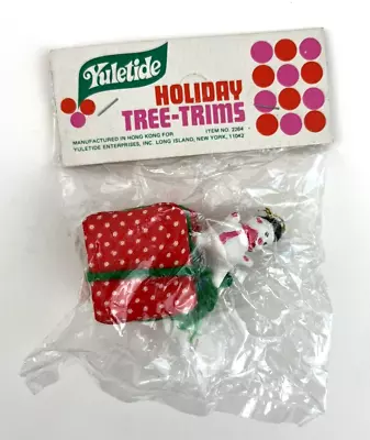 Vintage~Yuletide-Holiday Tree-Trims~Snowman On Christmas Present~Hong Kong~NOS • $12.55