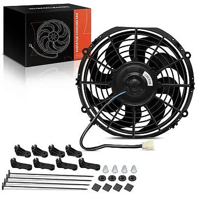 1x 10  Inch Universal Electric Radiator Cooling Fan & Thermostat Mount Kit 12V • $39.99